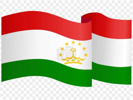 Tajikistan flag wave isolated on png or transparent background vector illustration.