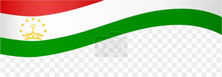 Onda de bandera de Tayikistán aislada en png o ilustración de vector de fondo transparente.