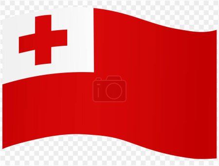 Onda de bandera de Tonga aislada en png o ilustración de vector de fondo transparente. 