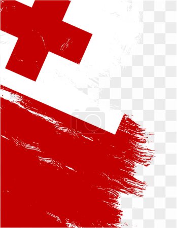 Tonga flag brush paint textured isolated  on png or transparent background. vector illustration 