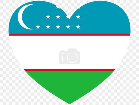 Uzbekistan flag  in heart shape isolated  on  transparent  background. vector illustration 