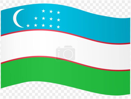 Uzbekistan flag wave isolated on png or transparent background vector illustration. 
