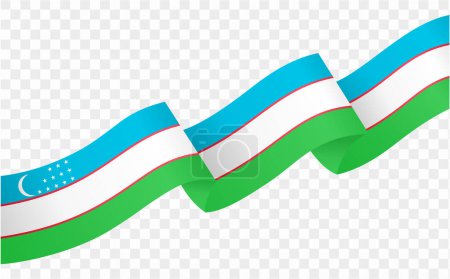 Uzbekistan flag wave isolated on png or transparent background vector illustration. 