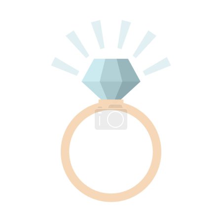 Ring with diamond, flat vector