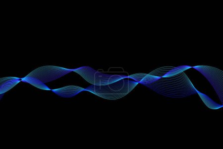 Illustration for Vector abstract background. Multicolored dynamic lines on a black background. Color waves. Background for design. - Royalty Free Image