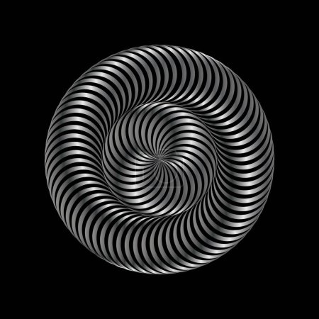 Illustration for 3D twisted gradient spirals. Tunnel geometry with lines. Abstract technology circle in a spiral. Vector illustration. - Royalty Free Image