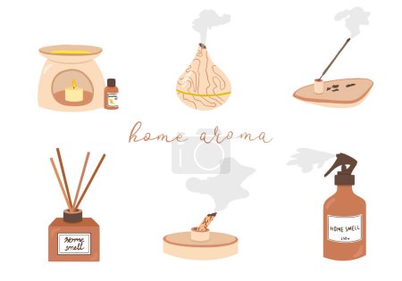 Illustration for Home aroma stickers, home smell scent set - Royalty Free Image