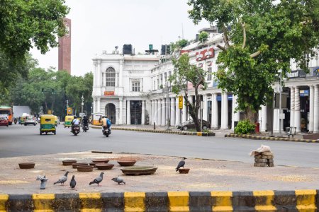 Photo for Delhi, India, March 31 2023 - Famous business district Connaught Place know as CP Delhi in the centre of New Delhi India with Offices, Banks and Shopping. British style architecture CP in Delhi, India - Royalty Free Image