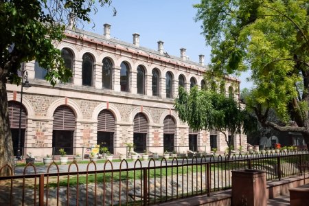 Foto de Detalles arquitectónicos de Lal Qila - Fuerte Rojo situado en Old Delhi, India, Vista dentro de Delhi Fuerte Rojo los famosos monumentos indios - Imagen libre de derechos