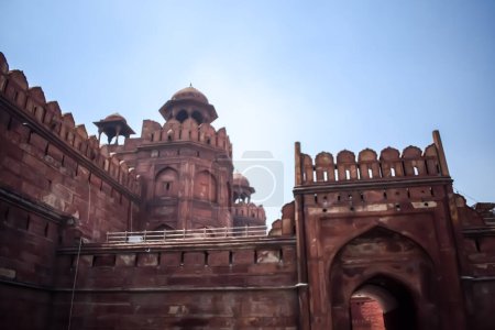 Architektonische Details von Lal Qila - Rotes Fort in Alt-Delhi, Indien, Blick in Delhi Rotes Fort die berühmten indischen Sehenswürdigkeiten