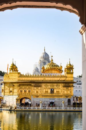 Beautiful view of Golden Temple - Harmandir Sahib in Amritsar, Punjab, India, Famous indian sikh landmark, Golden Temple, the main sanctuary of Sikhs in Amritsar, India