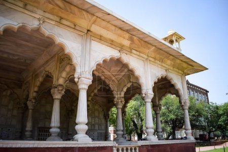 Architectural details of Lal Qila - Red Fort situated in Old Delhi, India, View inside Delhi Red Fort the famous Indian landmarks