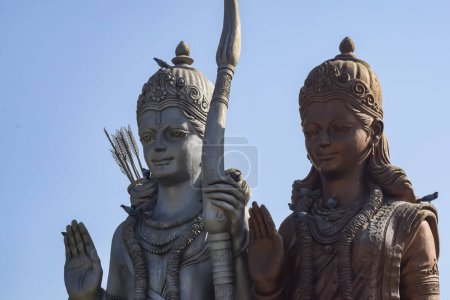 Big statue of Lord Sita Ram near Delhi International airport, Delhi, India, Lord Ram and Sita big statue touching sky at main highway Mahipalpur, Delhi