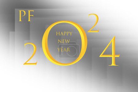 PF 2024 - wishes for the new year 2024 on a gray background with gold lettering.