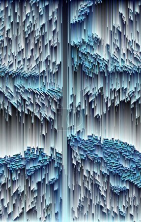Foto de Fluyendo hacia arriba fragmentos de hielo en gris turquesa y azul haciendo un patrón creativo abstracto único - Imagen libre de derechos