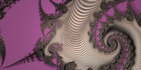 Photo for Complex Julia set fractal on a beige background with black contour lines 3d illustration exploding surface view - Royalty Free Image