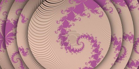 Photo for Pattern and design based on a complex Julia set fractal on a beige background with black contour lines - Royalty Free Image