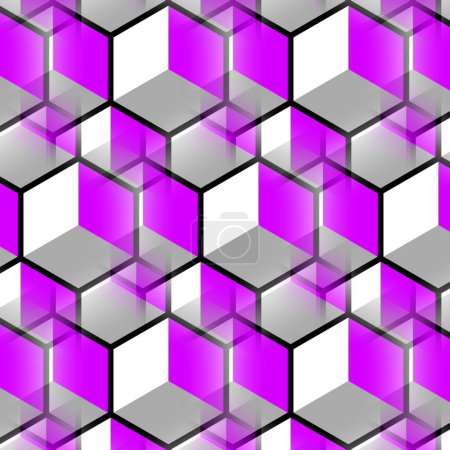 Photo for Creative arrangement of many similar but different cube in white grey and purple - Royalty Free Image