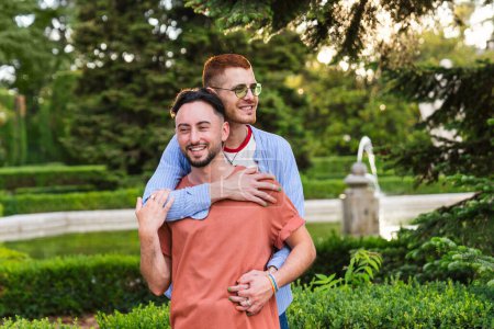 An LGBT couple's evening is filled with love and shared smiles.