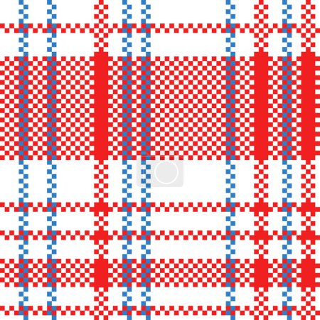 Illustration for Vector Retro Red White Blue Iconic Old Hong Kong Checker Seamless Pattern for Products or Textile Prints. - Royalty Free Image