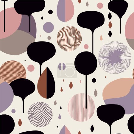 Ilustración de Vector Retro Muted Colorful Hand Drawn Abstract Collage Seamless Surface Pattern for Products or Wrapping Paper Prints. - Imagen libre de derechos