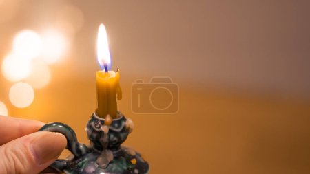 Photo for Church candle close up bokeh, prayer and lent concept. High quality photo - Royalty Free Image