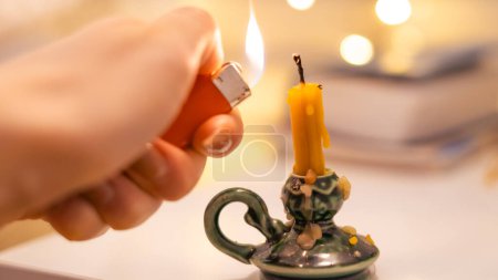 Photo for Church candle close up bokeh, prayer and lent concept. High quality photo - Royalty Free Image