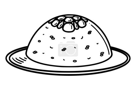 Téléchargez les illustrations : Huit illustrations vectorielles de riz au trésor, Rice Pudding. Nouvel an chinois dessert ba bao fan dans le style doodle. - en licence libre de droit