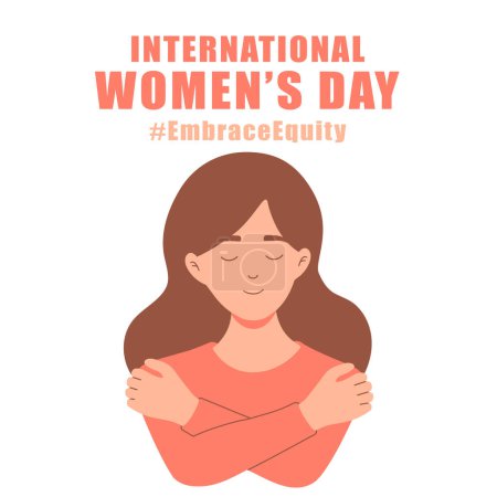 Téléchargez les illustrations : International womens day concept poster. Embrace equity woman illustration background. 2023 women day campaign theme - EmbraceEquity - en licence libre de droit