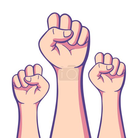 Illustration for Demonstration, revolution, protest raised arm fist Fight for Your Rights banner. Arm silhouette vector illustration. - Royalty Free Image