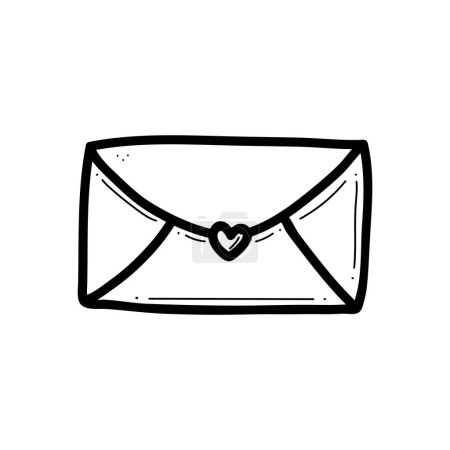 Illustration for Hand drawn doodle of closed envelope vector illustration. Email love messege concept for valentines day. - Royalty Free Image