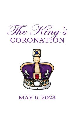 Téléchargez les illustrations : England - 6th of May 2023: Poster for King Charles III Coronation with British flag vector illustration. Greeting card for celebrate a coronation of Prince Charles of Wales becomes King of England. - en licence libre de droit