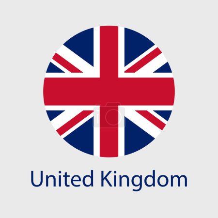 Illustration for UK flag vector icons set in the shape of heart, star, circle and map. United Kingdom and Great Britain flag illustration in different geometrical shapes. British national symbol. - Royalty Free Image