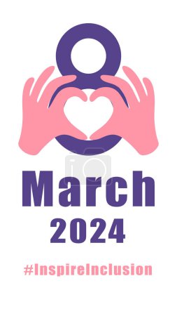 Illustration for International womens day concept poster. Inspire Inclusion woman illustration background. 2024 womens day campaign theme - InspireInclusion - Royalty Free Image