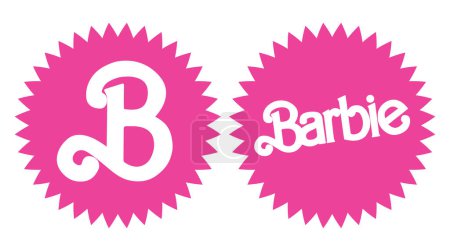 Barbie rose vintage logo vectoriel illustration sur fond blanc