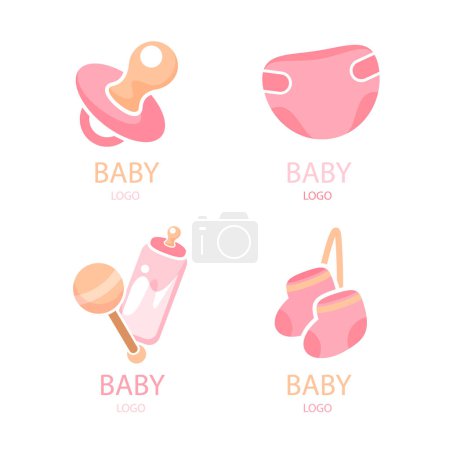 Illustration for Cute baby logos pack Premium illustration. - Royalty Free Image