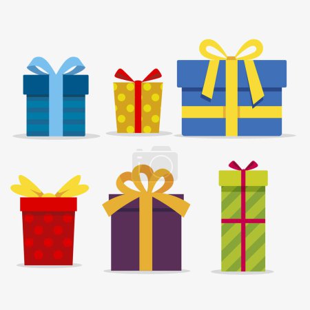 Illustration for Flat design christmas gift collection Vector illustration. - Royalty Free Image