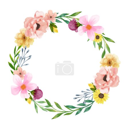 Photo for Luxuriant floral wreath in watercolor style Vector illustration. - Royalty Free Image