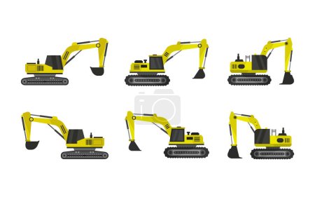 Photo for Set Of Illustrated Excavator Vector illustration. - Royalty Free Image