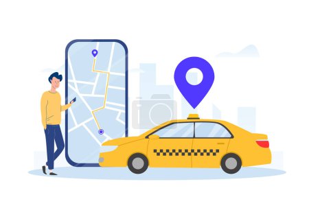 Illustration for Taxi app concept Vector illustration. - Royalty Free Image