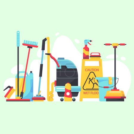 Illustration for Surface cleaning equipment concept Vector illustration. - Royalty Free Image