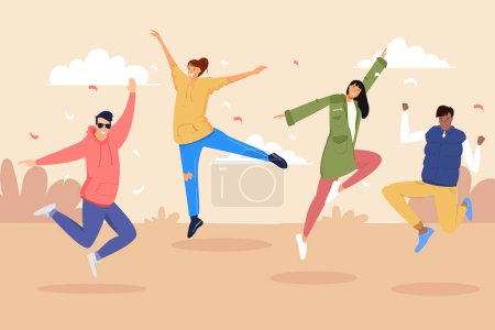 Illustration for Youth day with jumping people Free Vector - Royalty Free Image