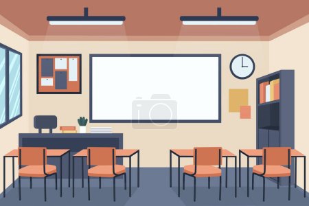 Illustration for Empty school class - background for video conferencing illustration Vector. - Royalty Free Image
