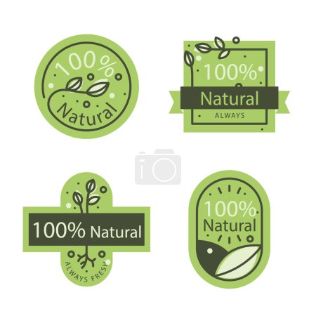 Illustration for All natural badge collection illustration Vector. - Royalty Free Image