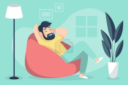 Photo for A person relaxing at home Vector illustration. - Royalty Free Image