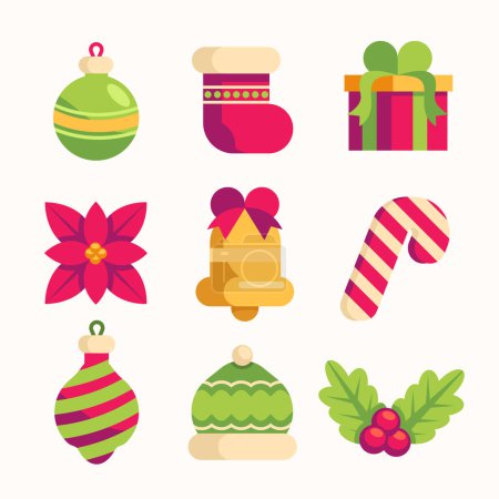 Photo for Christmas element collection in flat design illustration Vector. - Royalty Free Image