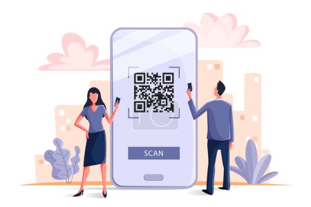 Illustration for Qr code scanning concept Free Vector - Royalty Free Image