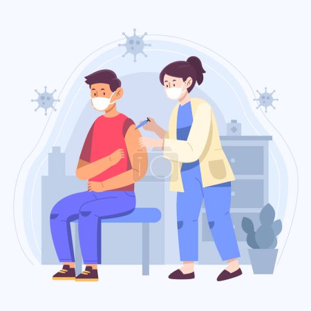 Doctor injecting vaccine to a patient illustration Vector illustration