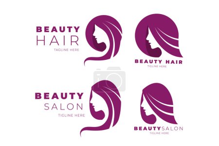 Illustration for Flat-hand drawn hair salon logo collection Vector illustration - Royalty Free Image