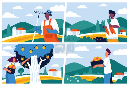 Ilustración de Colección profesión agricultura plana ecológica Ilustración vectorial - Imagen libre de derechos